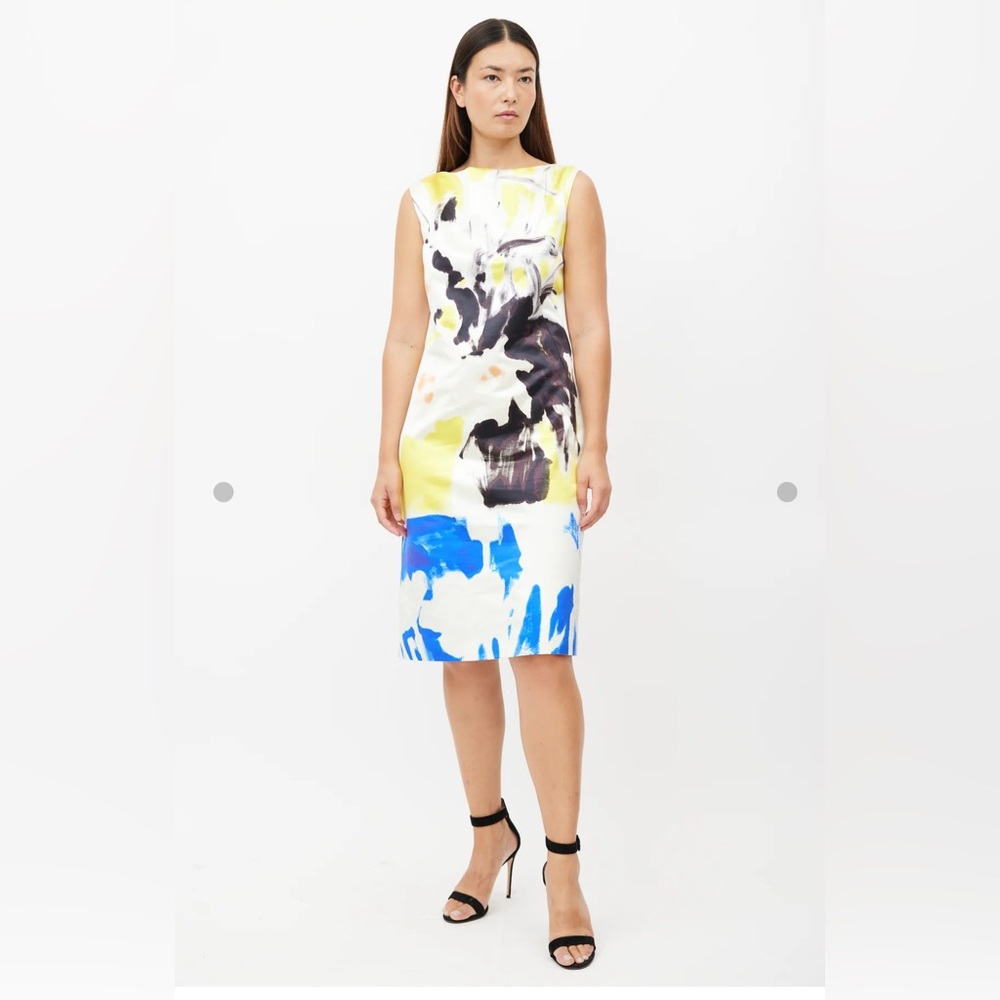 Dries Van Noten Cream & Multicolour Abstract Silk Dress size 38